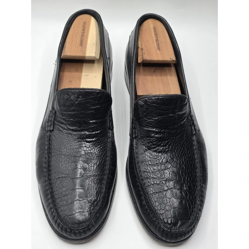 Johnston & Murphy Loafer Shoe's Men's Size 11 M Black Leather Moc Toe Slip On
